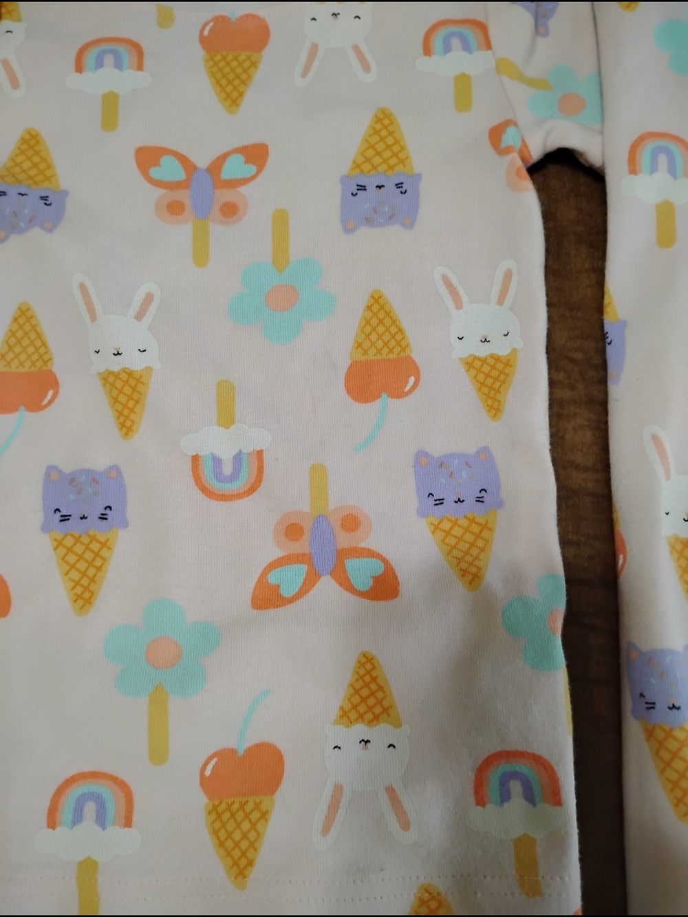 Old Navy Pink Pajama Top with Pastel Ice Cream, Rainbows & Butterflies